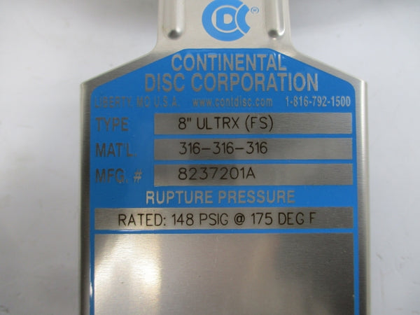 CONTINENTAL DISC 8237201A 148PSI 175'F 8" NSNP