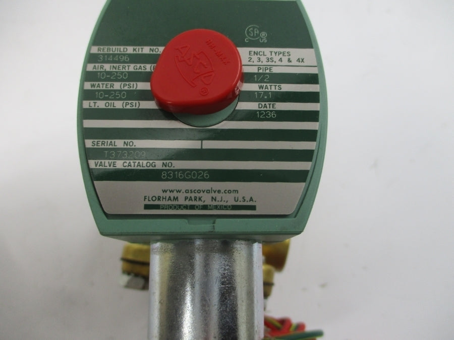ASCO 8316G026 110/120V 10-250PSI 1/2" NSMP