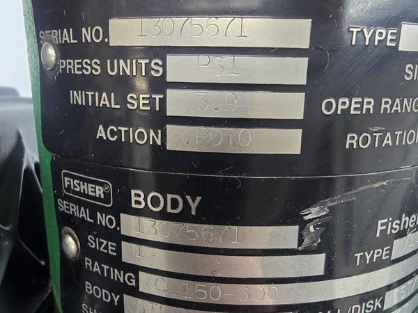 FISHER CONTROLS 1052 V100 3600 SIZE 20 0-18PSI UNMP