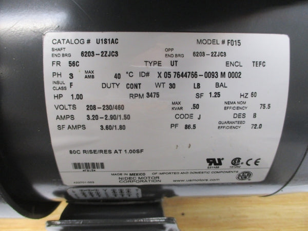 US MOTORS U1S1AC F015 208-230/460V 3.20-2.90/1.50A NSMP