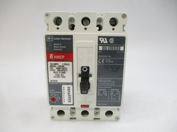 CUTLER HAMMER HMCP150T4C 6601C87G11 SER. C 600VAC 150A NSMP
