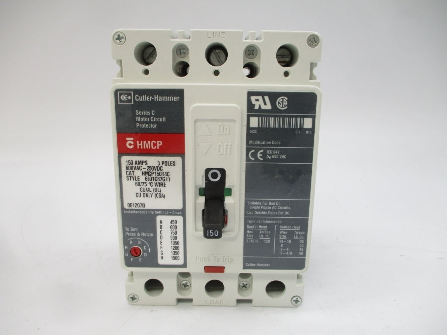 CUTLER HAMMER HMCP150T4C 6601C87G11 SER. C 600VAC 150A NSMP