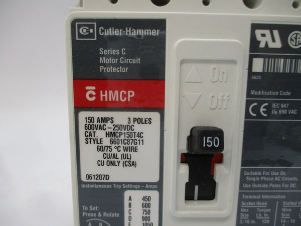 CUTLER HAMMER HMCP150T4C 6601C87G11 SER. C 600VAC 150A NSMP