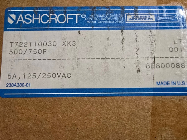 ASHCROFT T722T10030XK3 125/250VAC 5A 500/750'F NSMP
