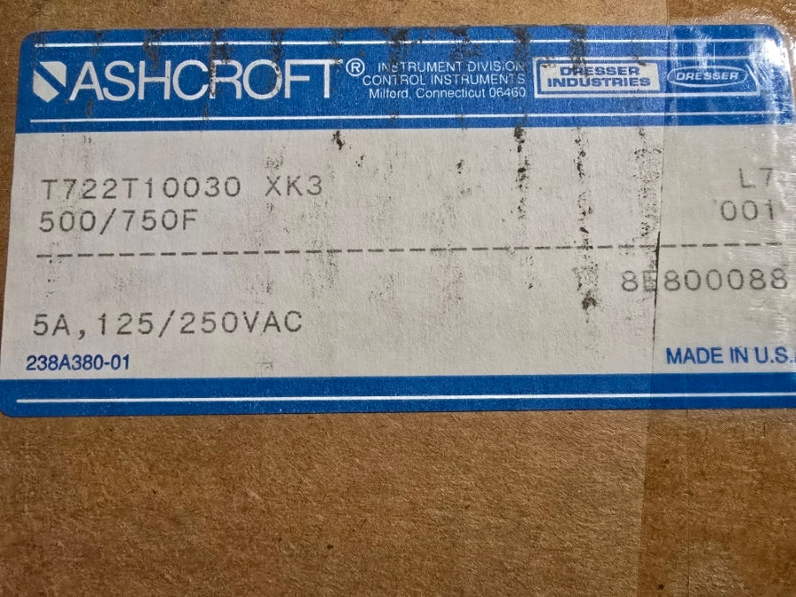 ASHCROFT T722T10030XK3 125/250VAC 5A 500/750'F NSMP