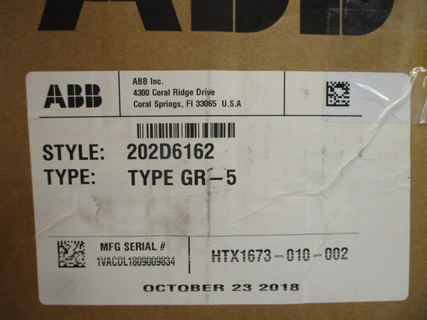 ABB 202D6162 GR-5 120VAC 5-50A NSMP