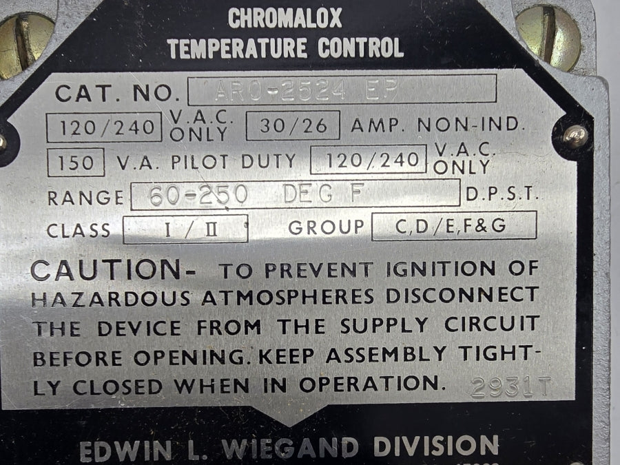 CHROMALOX ARO-2524EP 120/240VAC 30/26A 60-250'F NSMP