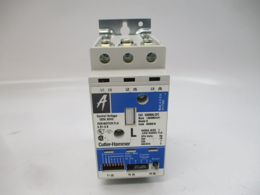 CUTLER HAMMER W200MLCFC 1A96682C01 120V 0.51-3.8A NSMP