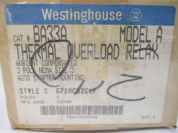 WESTINGHOUSE BA33A 6710C02G17 600VAC 30A NSMP