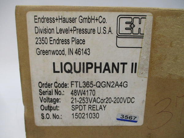 ENDRESS+HAUSER FTL365QGN2A4G 21-253VAC 6A NSMP