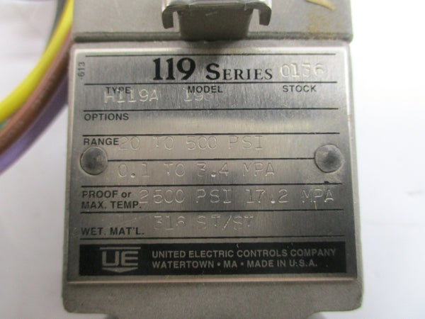 UNITED ELECTRIC H119A-193 20-500PSI NSMP