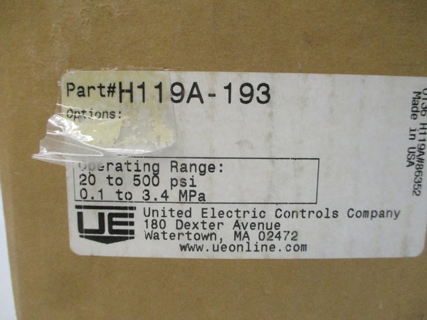 UNITED ELECTRIC H119A-193 20-500PSI NSMP