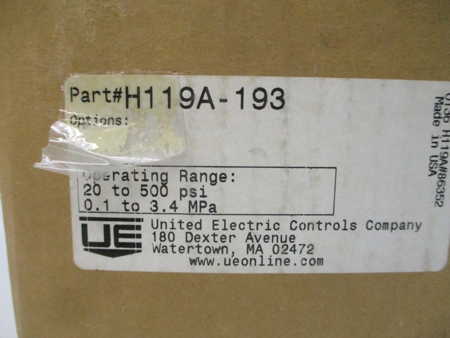 UNITED ELECTRIC H119A-193 20-500PSI NSMP