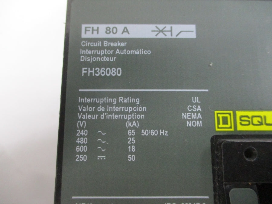 SQUARE D FH36080 SER. 2 600VAC 80A NSNP