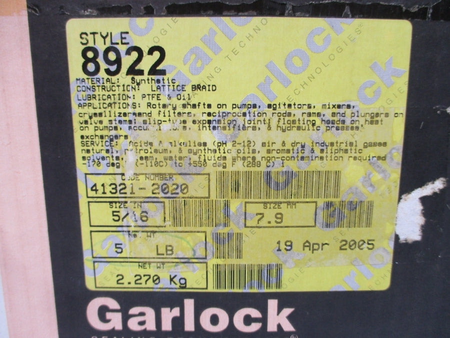 GARLOCK 8922 41321-2020 5/16" NSMP