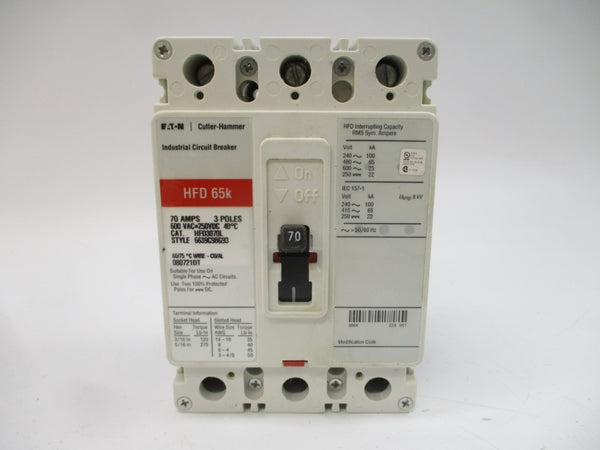 CUTLER HAMMER HFD3070L SER. C 600VAC 70A NSMP