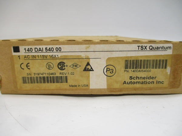 SCHNEIDER AUTOMATION 140DAI54000 115VAC REV. 1.02 NSMP
