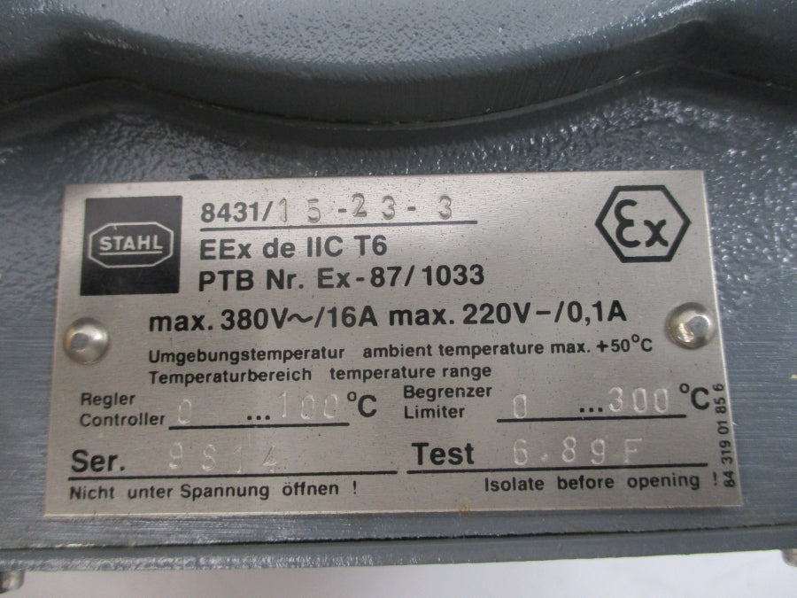 STAHL 8431/15-23-3 380V 16A 0-300'C NSMP
