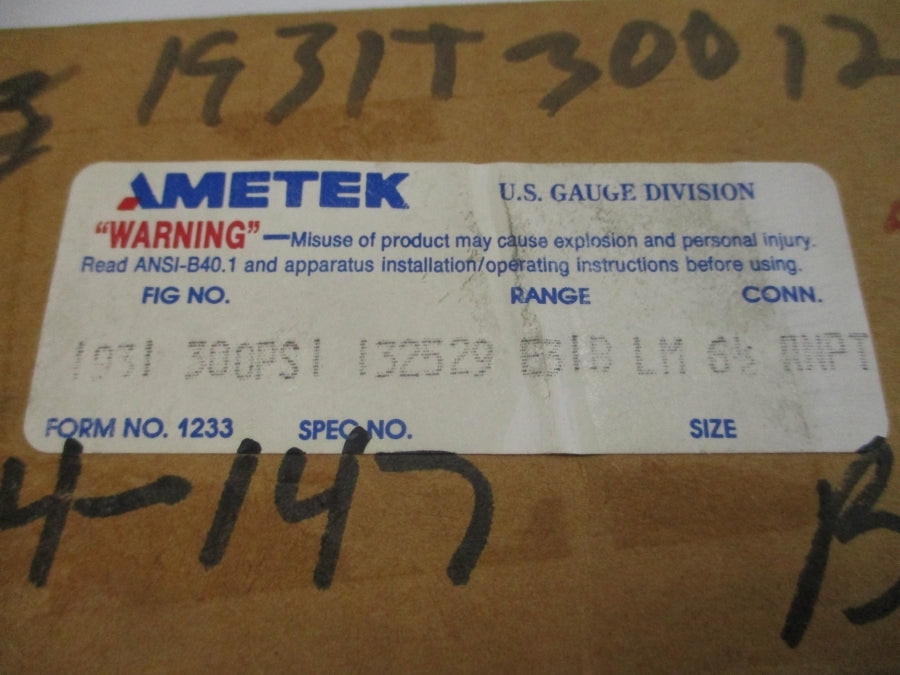 AMETEK 1931 300PSI 6-1/2" NSMP