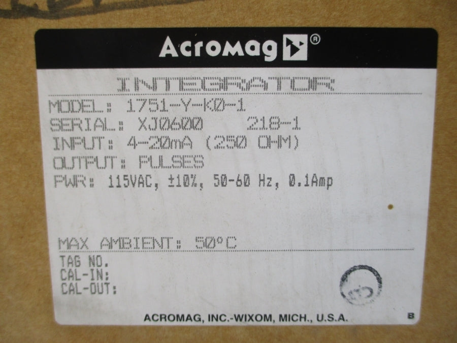 ACROMAG 1751-Y-K0-1 115VAC 0.1A NSFS