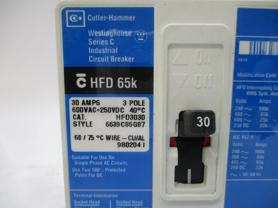 CUTLER HAMMER HFD3030 6639C86G87 SER. C 600VAC 30A NSMP