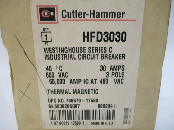 CUTLER HAMMER HFD3030 6639C86G87 SER. C 600VAC 30A NSMP
