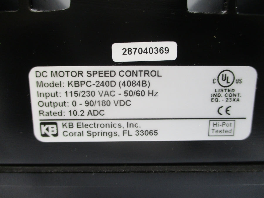 KB ELECTRONICS KBPC-240D (4084B) 115/230VAC 10.2ADC NSMP