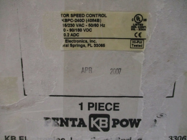 KB ELECTRONICS KBPC-240D (4084B) 115/230VAC 10.2ADC NSMP