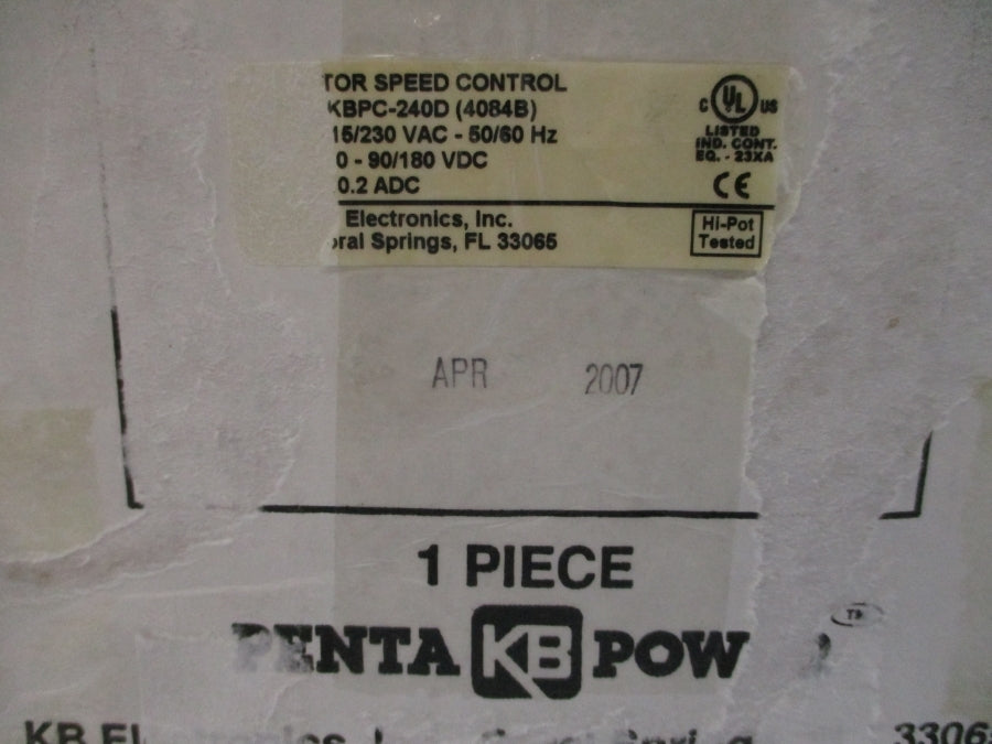 KB ELECTRONICS KBPC-240D (4084B) 115/230VAC 10.2ADC NSMP