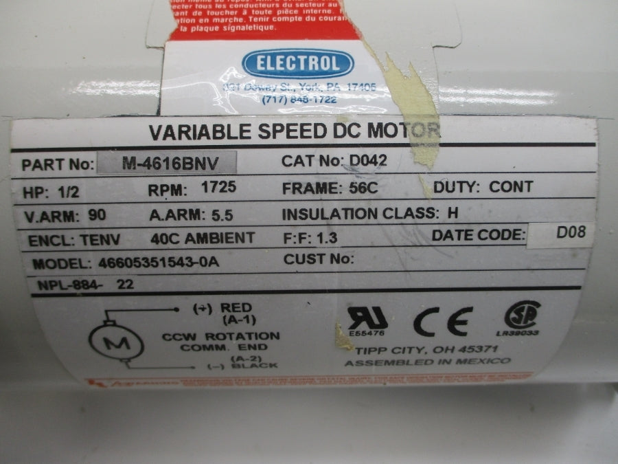 ELECTROL M-4616BNV D042 46605351543-0A 90V 5.5A NSNP