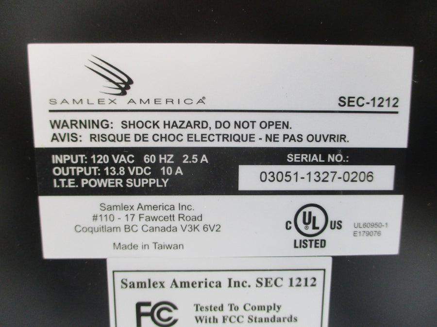 SAMLEX AMERICA SEC-1212-MOTOTRBO XPR4350 120VAC 2.5A NSMP