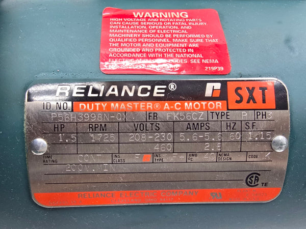 RELIANCE ELECTRIC P56H3998N-QX 208-230/460V 5.6-5.6/2.8A NSNP
