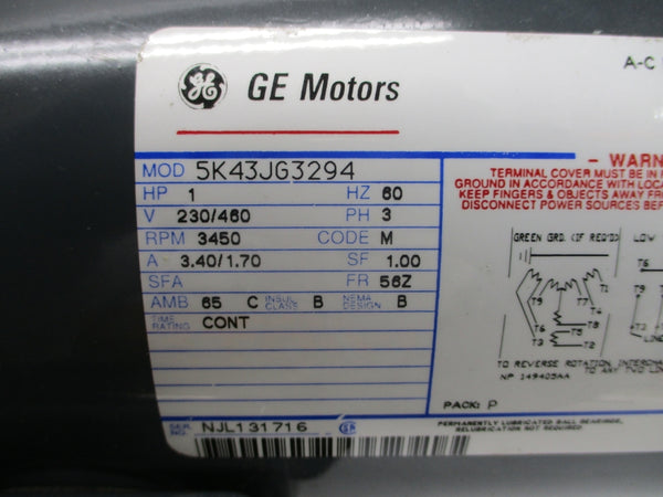 GENERAL ELECTRIC 5K43JG3294 230/460V 3.40/1.70A NSNP