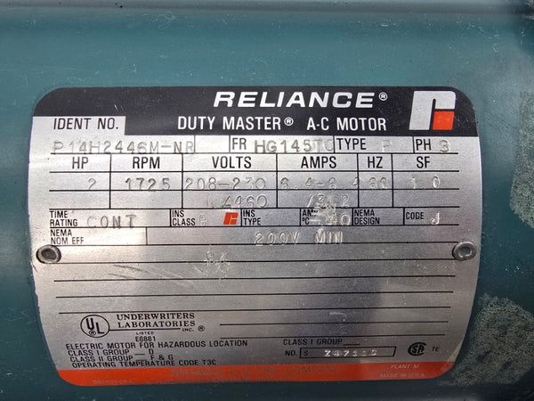 RELIANCE ELECTRIC P14H2446M-NR 208-230/460V 6.4-6.4/3.2A NSNP