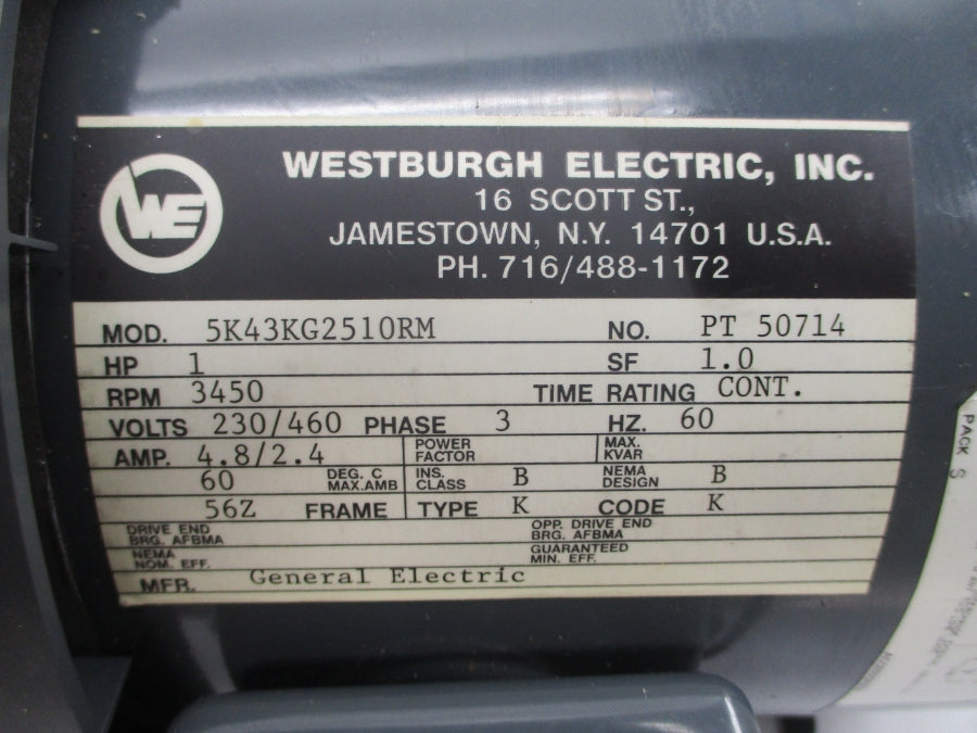 WESTBURGH ELECTRIC 5K43KG2510RM 230/460V 4.8/2.4A NSNP