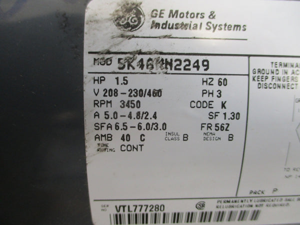GENERAL ELECTRIC 5K46KN2249 208-230/460V 5.0-4.8/2.4A NSNP