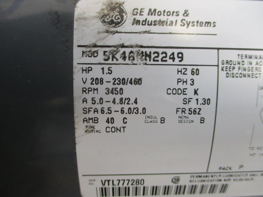 GENERAL ELECTRIC 5K46KN2249 208-230/460V 5.0-4.8/2.4A NSNP