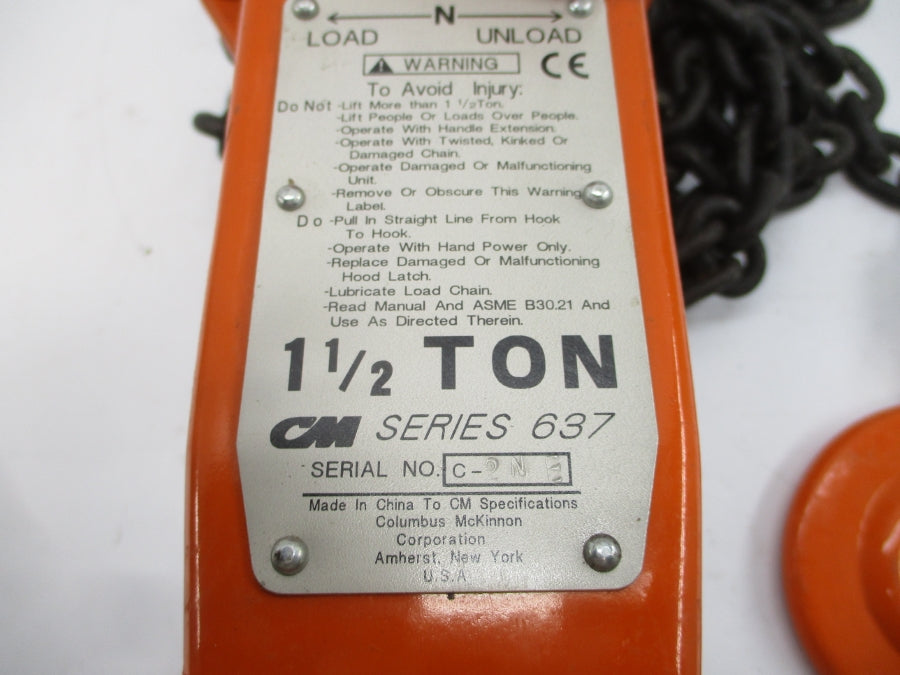COLUMBUS MCKINNON SERIES 637 1-1/2 TON NSNP