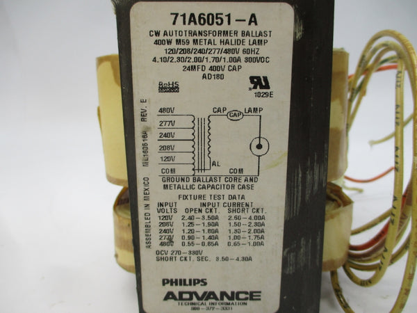 PHILIPS ADVANCE 71A6051-A 480V 4.10A NSNP