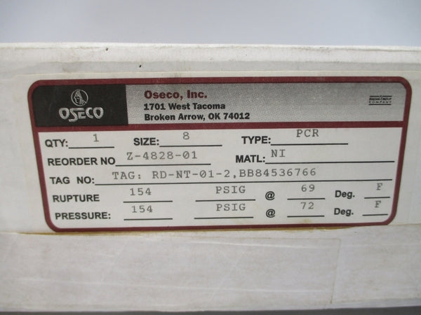 OSECO PCR RD-NT-01-2,BB84536766 154PSI 69/72'F 8" NSMP