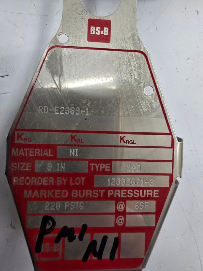 BS&B SAFETY SYSTEMS S90 RD-E2383-1 220PSI 69'F 8" NSMP
