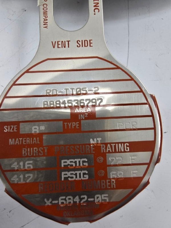 OSECO PCR RD-TT05-2.BB84536797 416/417PSI 69/72'F 8" NSMP