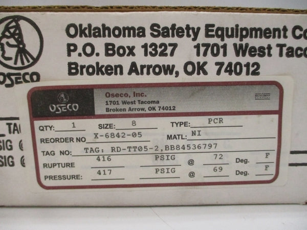 OSECO PCR RD-TT05-2.BB84536797 416/417PSI 69/72'F 8" NSMP