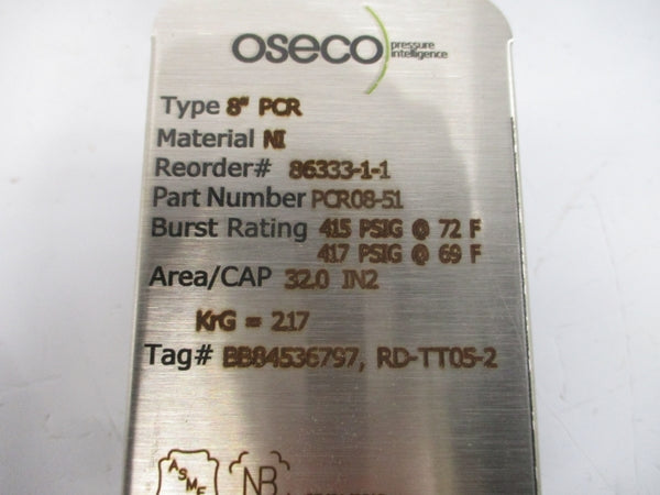 OSECO PCR PCR08-51 415/417PSI 69/72'F 8" NSMP