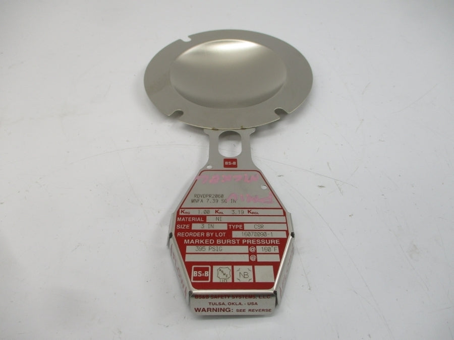 BS&B SAFETY SYSTEMS CSR RDVDPR2060 395PSI 160'F 3" NSMP