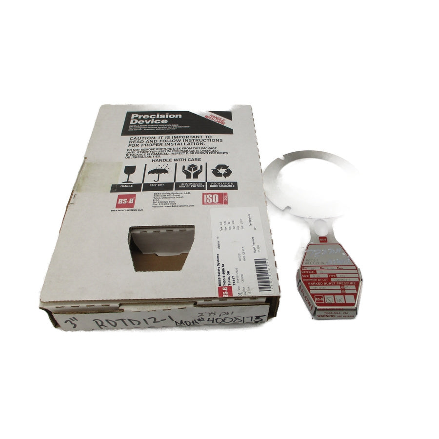 BS&B SAFETY SYSTEMS CSI RDTD12-1 275PSI 69'F 3" NSMP