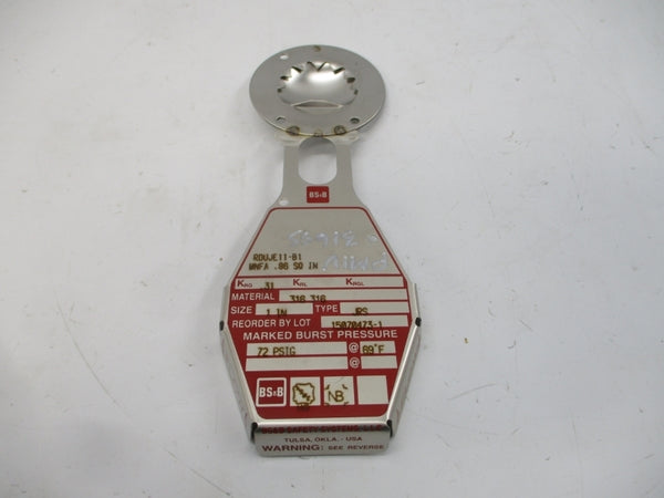 BS&B SAFETY SYSTEMS JRS RDUJE11-B1 72PSI 69'F 1" NSMP