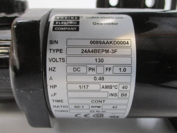BODINE ELECTRIC 24A4BEPM-3F 0089AA 130V 0.48A NSMP
