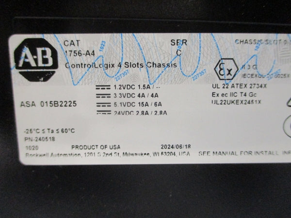 ALLEN BRADLEY 1756-A4 SER. C 24VDC 2.8A NSMP