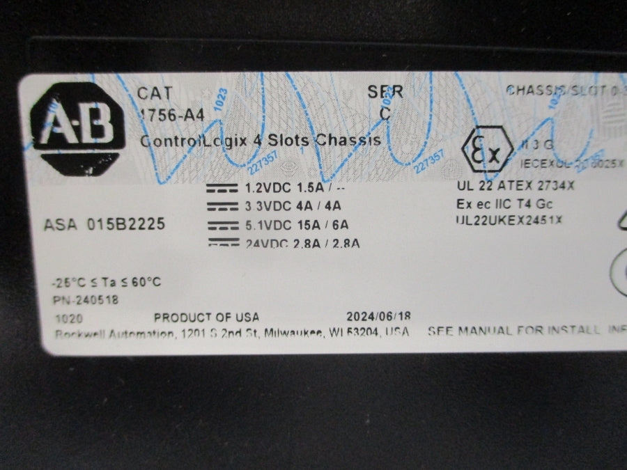 ALLEN BRADLEY 1756-A4 SER. C 24VDC 2.8A NSMP